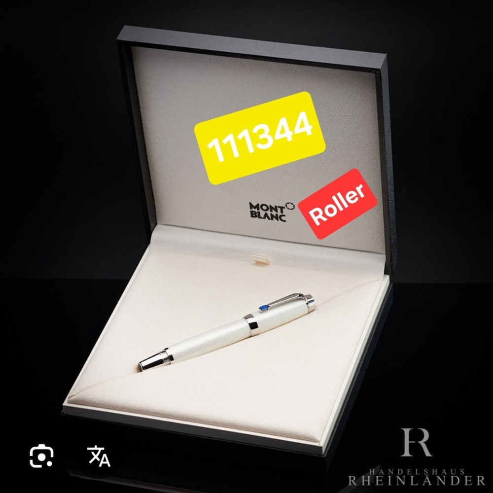 Montblanc White and Silver Rollerball Pen